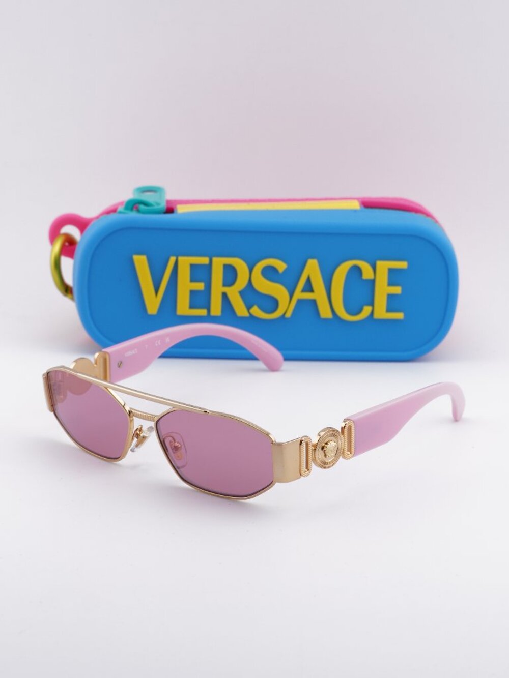 Versace Kids VK2003 10029L Rectangle Sunglasses - Pink/Gold / Pink Mirror